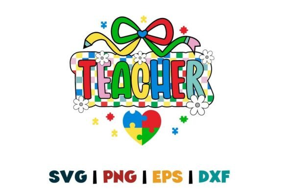 Checkered Autism Teacher Coquette Bow: Graphics & T-Shirt Designs