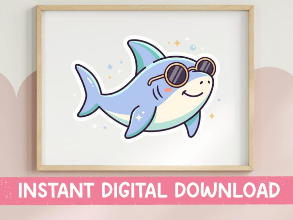 Cool Shark Sunglasses Sticker SVG for Real Embroidery Projects