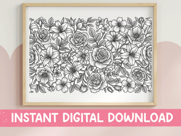 Floral Pattern Coloring Page for Graphics & T-Shirt Designs