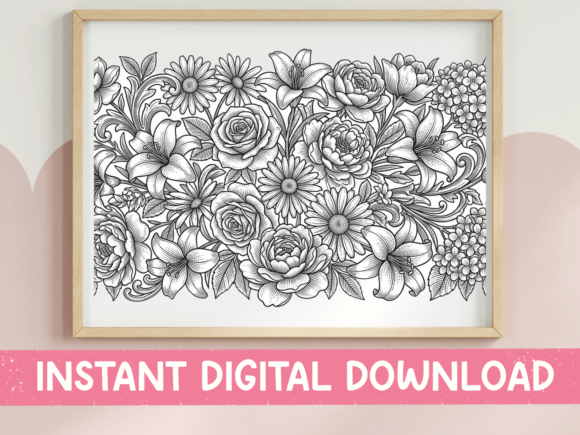 Garden Floral Coloring: T-Shirt Designs & SVG Graphics