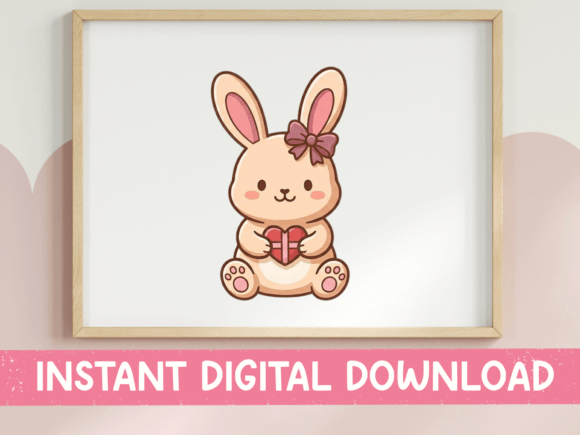 Girl Bunny Holding Gift SVG Graphics for T-Shirt Designs