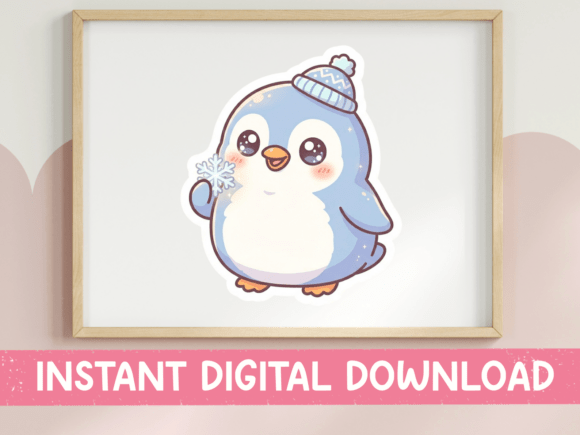 Snowflake Penguin Winter Sticker SVG for Graphics & T-Shirt Designs