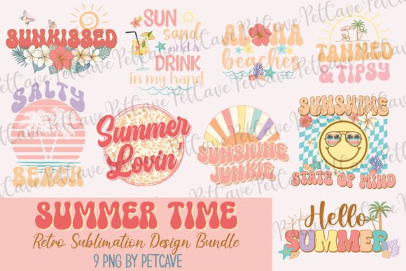 Summer Time Retro Sublimation: T-Shirt Graphics Bundle