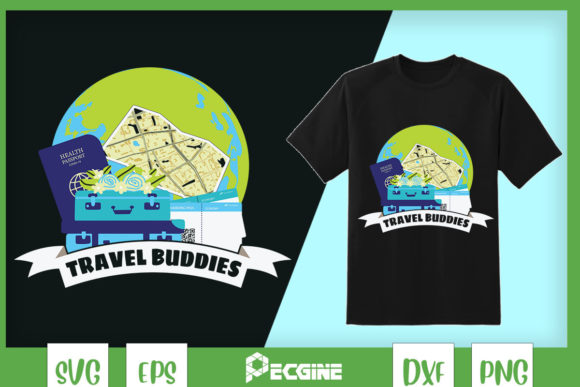 Travel Buddy Around the World Adventure Graphics for T‑Shirt Designs
