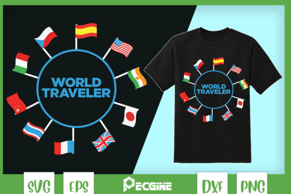World Traveler Countries Flag Graphics for T-Shirt Designs